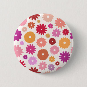 Colourful Blooms Pattern 6 Cm Round Badge