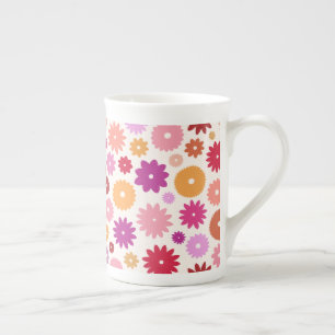 Colourful Blooms Pattern Bone China Mug
