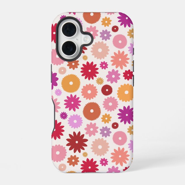 Colourful Blooms Pattern iPhone 16 Case (Back)