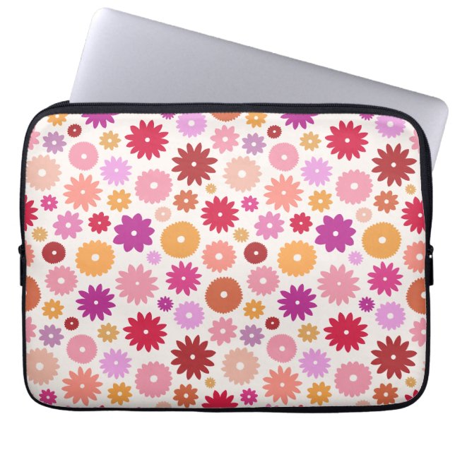Colourful Blooms Pattern Laptop Sleeve (Front)
