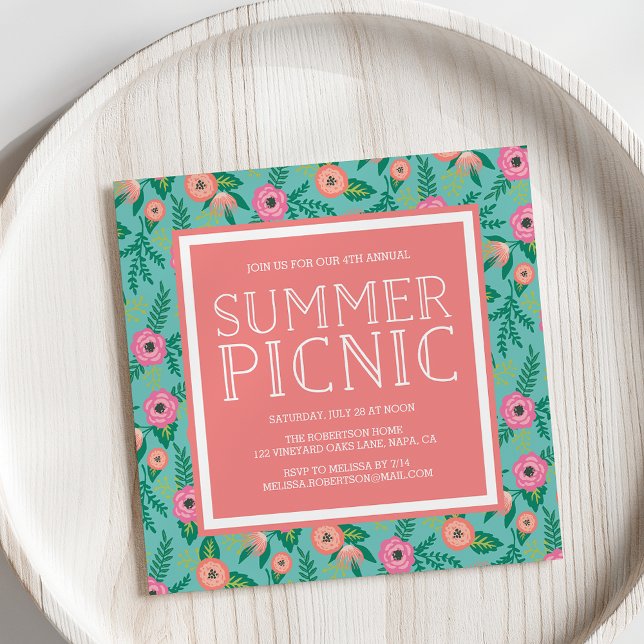 Colourful Blooms Summer Picnic Invitation (Creator Uploaded)