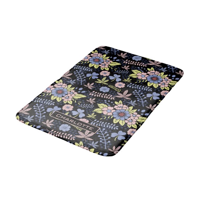 Colourful blossom floral seamless pattern with nam bath mat (Angled)