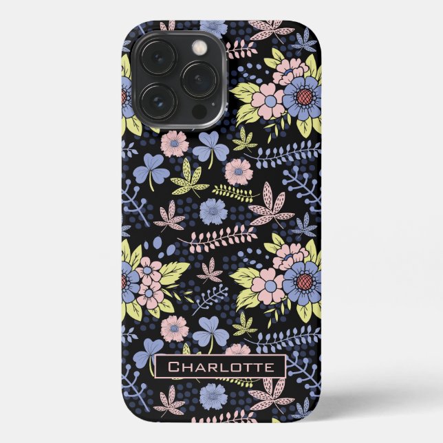 Colourful blossom floral seamless pattern with nam iPhone case (Back)