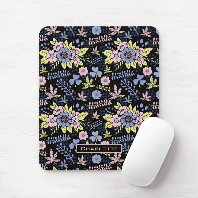 Colourful blossom floral seamless pattern with nam mouse mat (With Mouse)