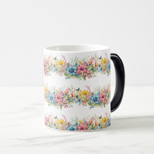 Colourful Blossom Garden - Floral Paradise Magic Mug (Front Right)