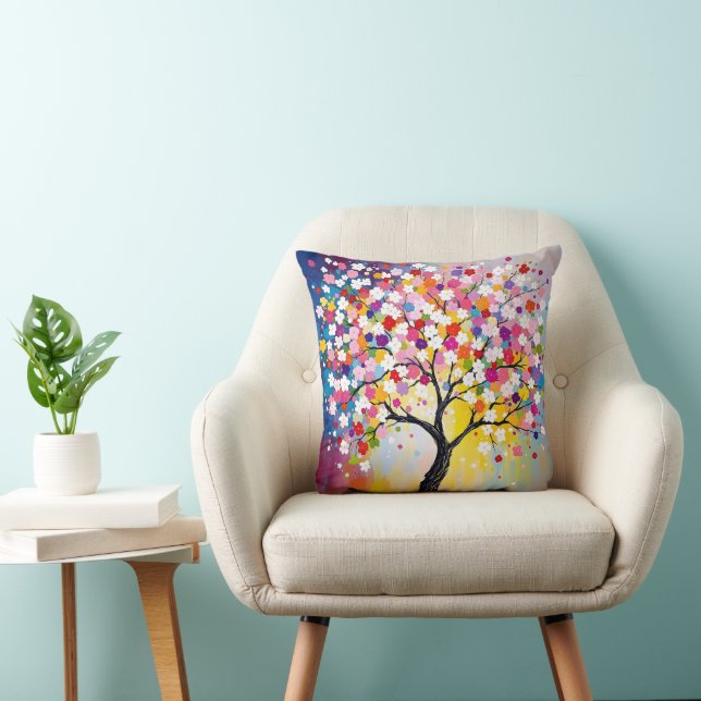 Colourful Blossom Tree Cushion (Chair)