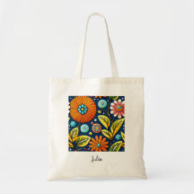 Colourful Blossoms and green leaves Tote Bag