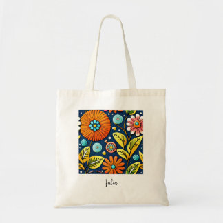 Colourful Blossoms and green leaves Tote Bag