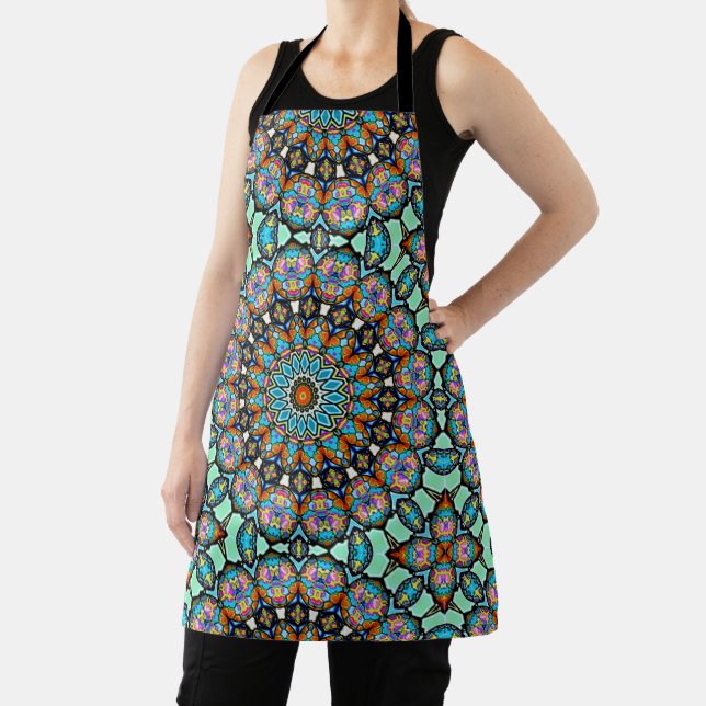Colourful Blown Glass Balls Mandala Apron (Insitu)