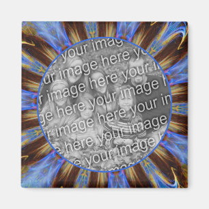 Colourful Blue Abstract Frame Create Your Own Phot Magnet