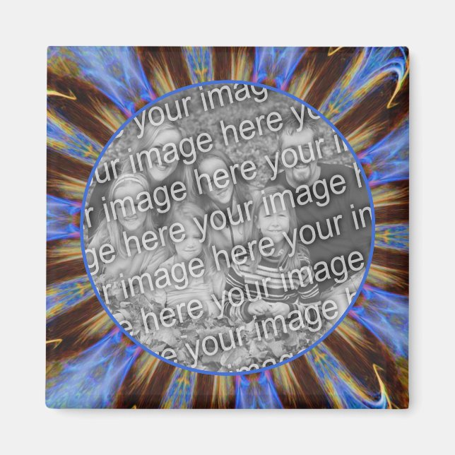 Colourful Blue Abstract Frame Create Your Own Phot Magnet (Front)