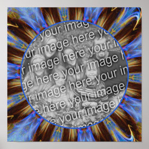 Colourful Blue Abstract Frame Create Your Own Phot Poster