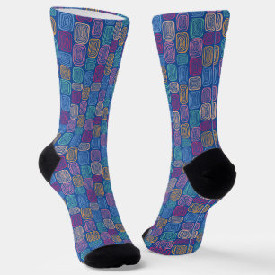 Colourful blue abstract pattern socks