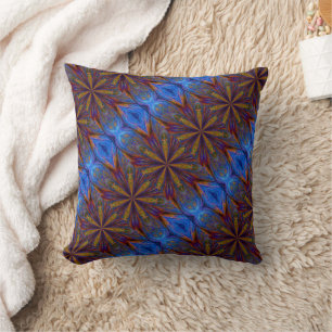 Colourful Blue And Brown Abstract Pattern Cushion