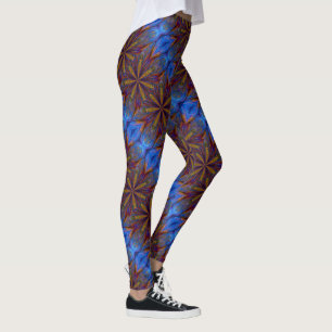Colourful Blue and Gold Abstract Pattern Leggings