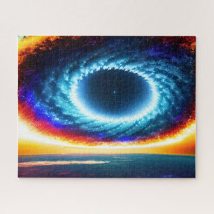 Colourful Blue and Orange Galaxy in Outer Space Jigsaw Puzzle