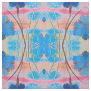 Colourful Blue and Pink Floral Print Fabric
