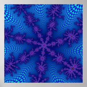 Colourful Blue and Purple Fractal Poster