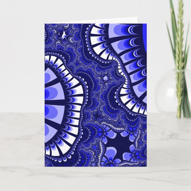 Colourful Blue and White Fractal Card (Front)