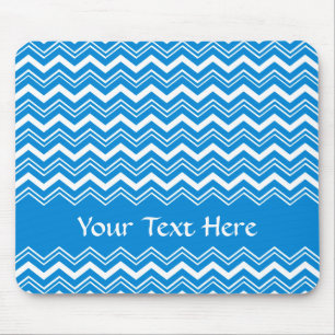 Colourful Blue and White Zigzags Mouse Mat