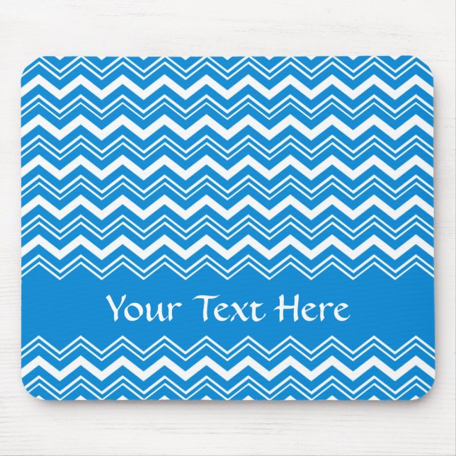 Colourful Blue and White Zigzags Mouse Mat (Front)