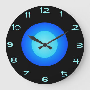Colourful Blue/Aqua/Black  >Round Wall Clock