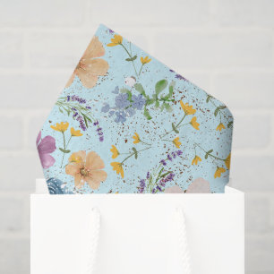 Colourful blue background wildflowers Decoupage Tissue Paper
