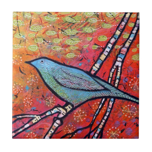 Colourful blue bird tile (Front)
