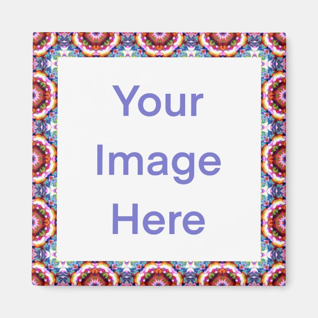 Colourful Blue Bold Green Bright Pink Geometric Magnet (Front)