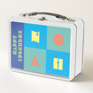 Colourful blue boy name happy Lunchbox