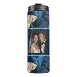 Colourful Blue Calla Lilies Aesthetic Floral Weddi Thermal Tumbler