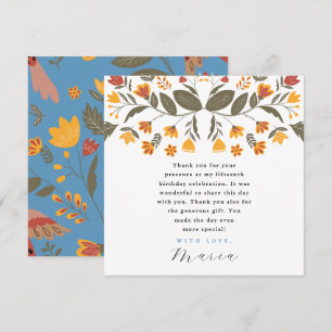 Colourful Blue Fiesta 15th Birthday Thank You Invitation