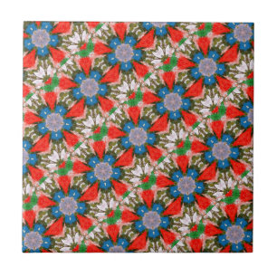 colourful blue flower tile
