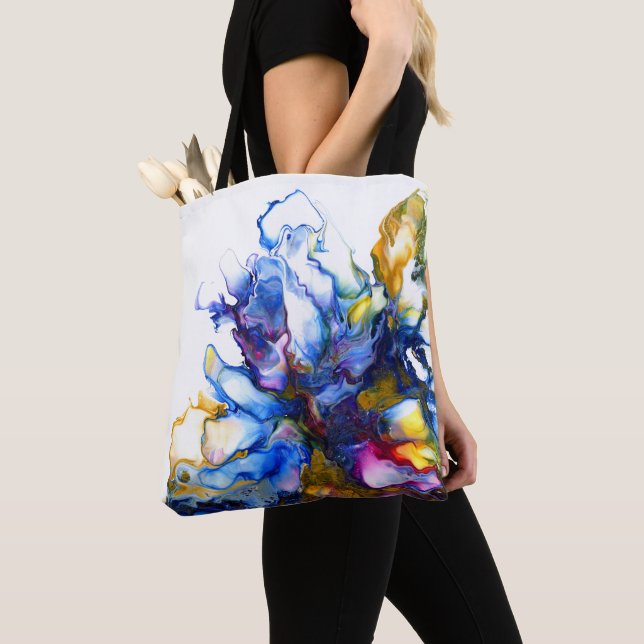 Colourful Blue Gold Abstract marble art Tote Bag (Close Up)