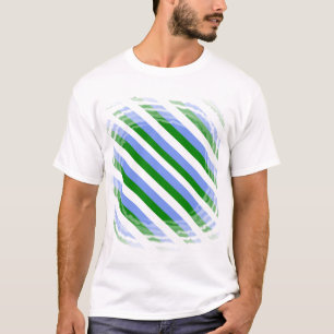 Colourful Blue, Green Diagonal Stripes T-Shirt