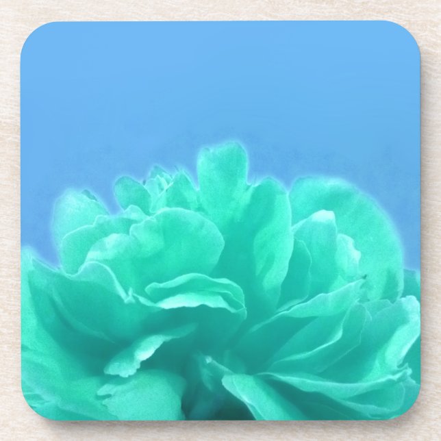 Colourful Blue Green Floral Coaster (Front)