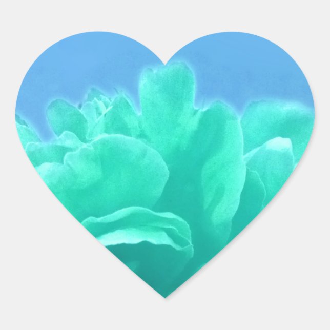 Colourful Blue Green Floral Heart Sticker (Front)