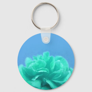 Colourful Blue Green Floral Key Ring