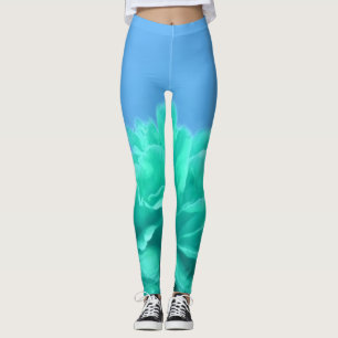 Colourful Blue Green Floral Leggings