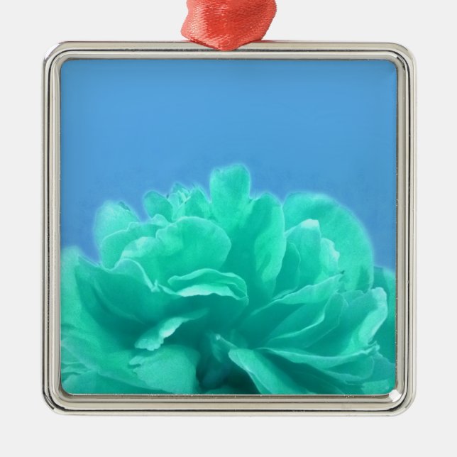 Colourful Blue Green Floral Metal Tree Decoration (Front)