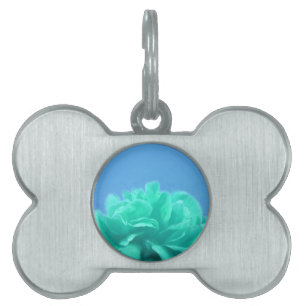 Colourful Blue Green Floral Pet Tag