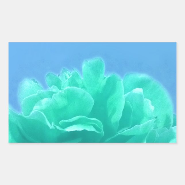 Colourful Blue Green Floral Rectangular Sticker (Front)