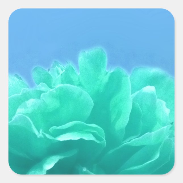 Colourful Blue Green Floral Square Sticker (Front)