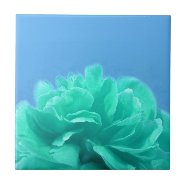 Colourful Blue Green Floral Tile (Front)