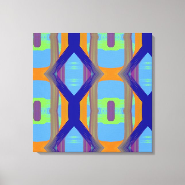 Colourful Blue Green Orange Customised Art Pattern Canvas Print (Front)
