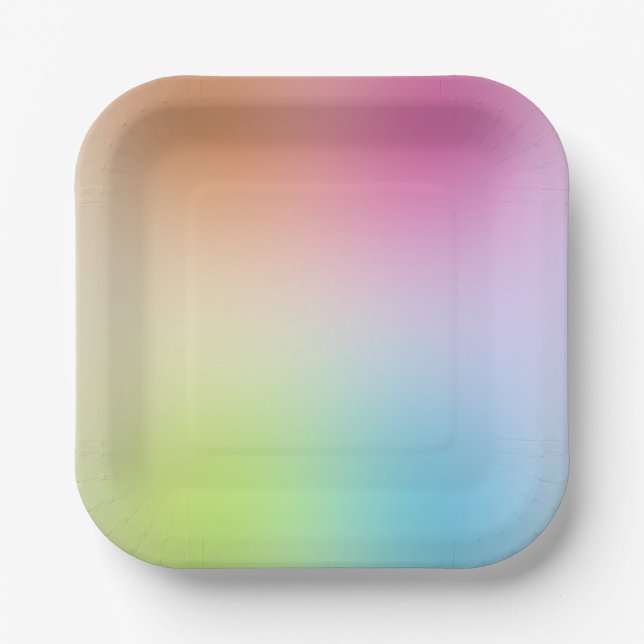 Colourful Blue Green Yellow Orange Pink Red Purple Paper Plate (Front)