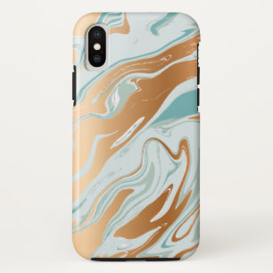 Colourful Blue Jade Golden Chrome Marble iPhone X Case