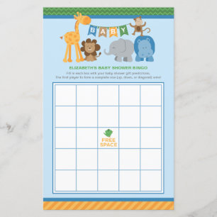 Colourful Blue Jungle Animals Baby Boy Shower Bing