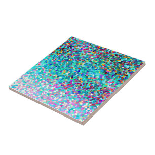Colourful Blue Multicolored Abstract Art Pattern Tile