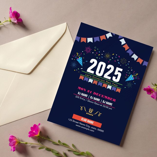 Colourful Blue New Year’s Eve 2025 Party Invitatio Invitation (Creator Uploaded)